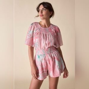 St. ROCHE,  Honeycomb Top, Hand Marbling, Pink/Mint,  NWT‎